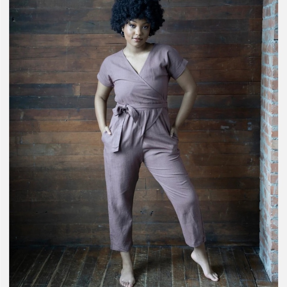SOLD Little Cottonwood NWT Linen Fern Wrap Jumpsuit - Picture 3 of 3